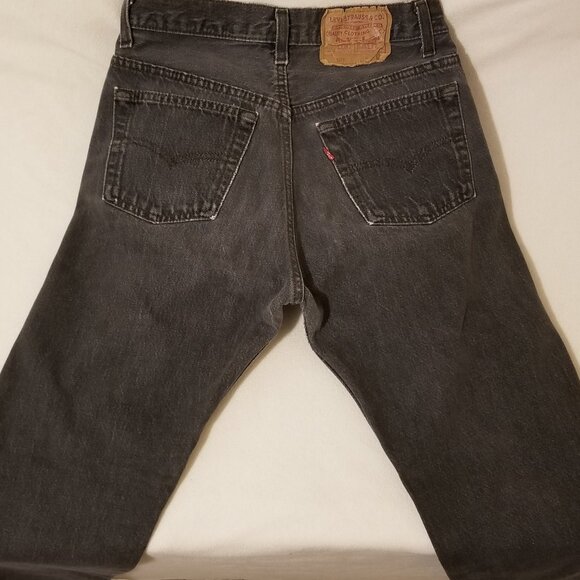 90’s Levi’s 501 Black Denim Straight Leg Jeans - Naturally Distressed 28x32 - Picture 3 of 11